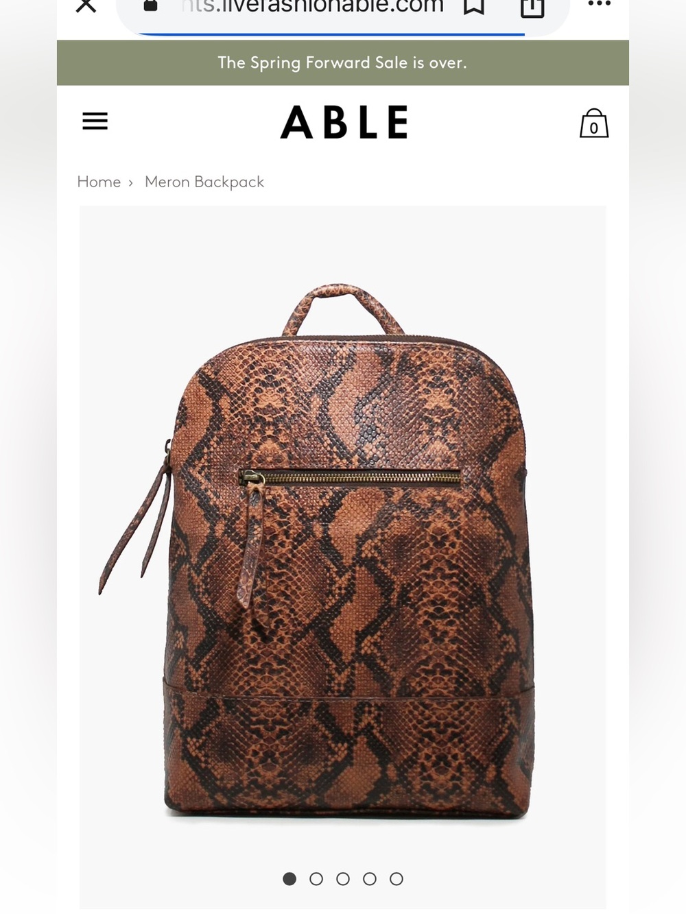 ABLE Meron Snake-Print Backpack in Brown and Black